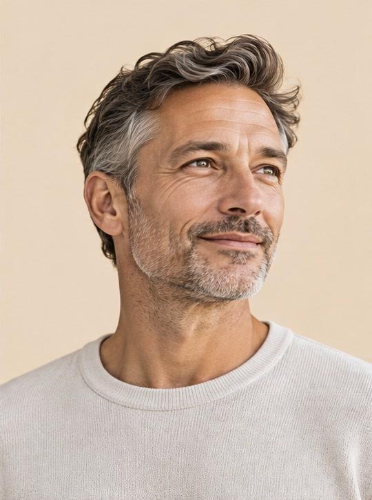 Smiling man in his fifties with greying hair